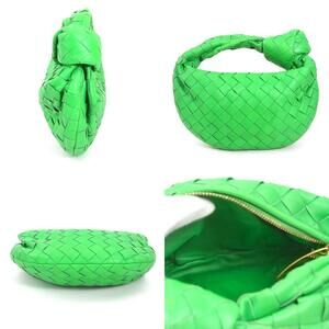 Bottega Veneta Leather Green Handbag Jodie Gold